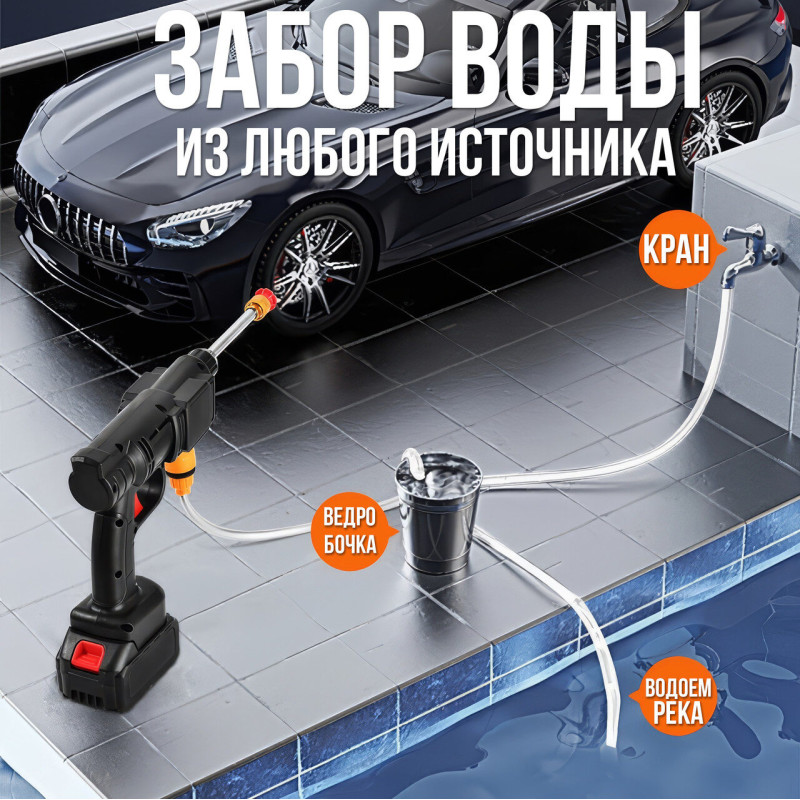 Мийка високого тиску акумуляторна Water Gun 1000W  для автомобіля
