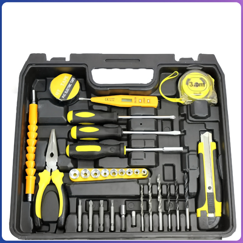 Акумуляторний шуруповерт 24V з набором свердл, біт та інструментів у кейсі