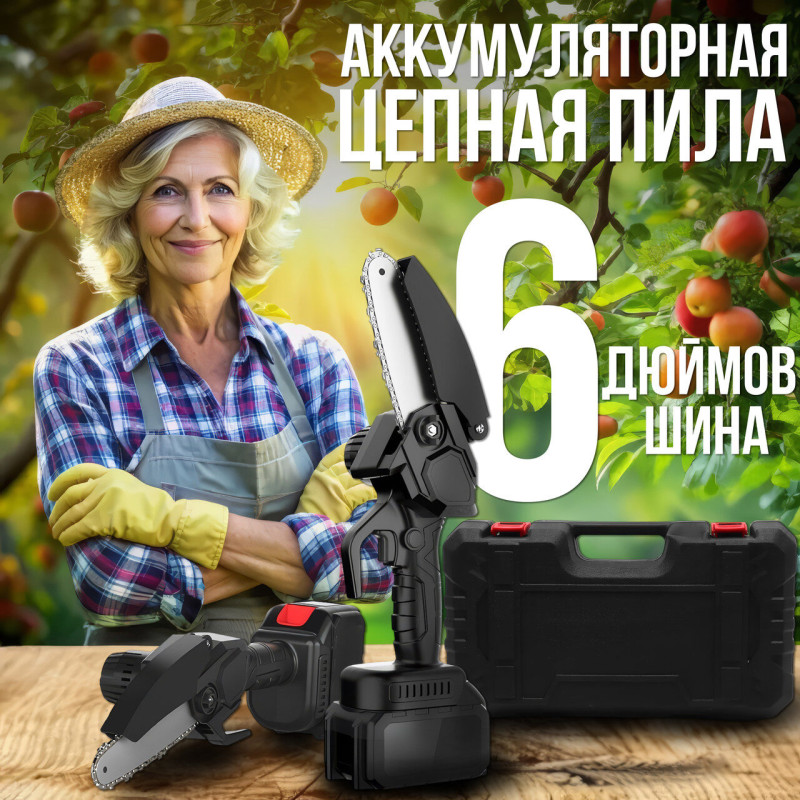 Акумуляторна ланцюгова пилка в валізі з 2 АКБ 24V