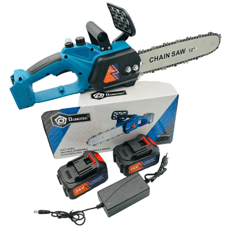 Акумуляторна ланцюгова міні електро-пила 12'' Domotec Chain Saw Потужний веткоріз з 2 акумуляторами 24Вт
