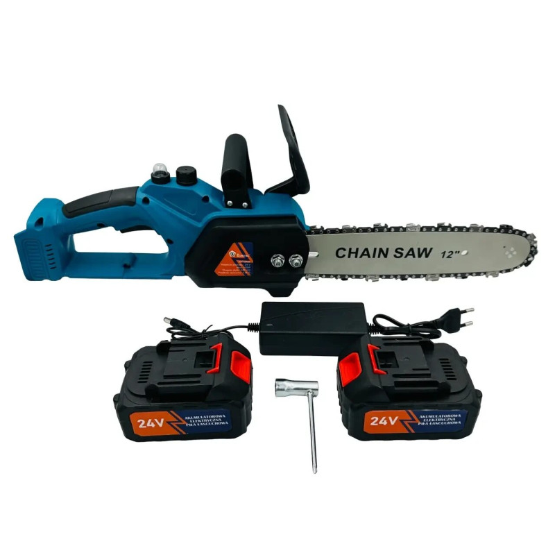 Акумуляторна ланцюгова міні електро-пила 12'' Domotec Chain Saw Потужний веткоріз з 2 акумуляторами 24Вт
