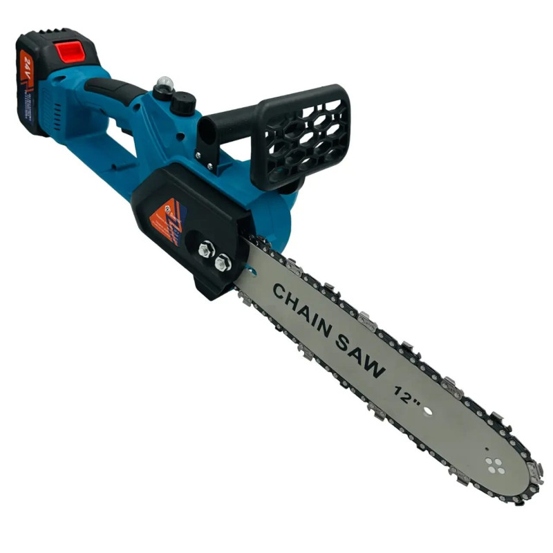 Акумуляторна ланцюгова міні електро-пила 12'' Domotec Chain Saw Потужний веткоріз з 2 акумуляторами 24Вт