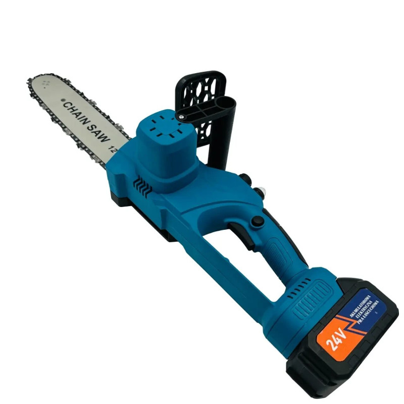 Акумуляторна ланцюгова міні електро-пила 12'' Domotec Chain Saw Потужний веткоріз з 2 акумуляторами 24Вт