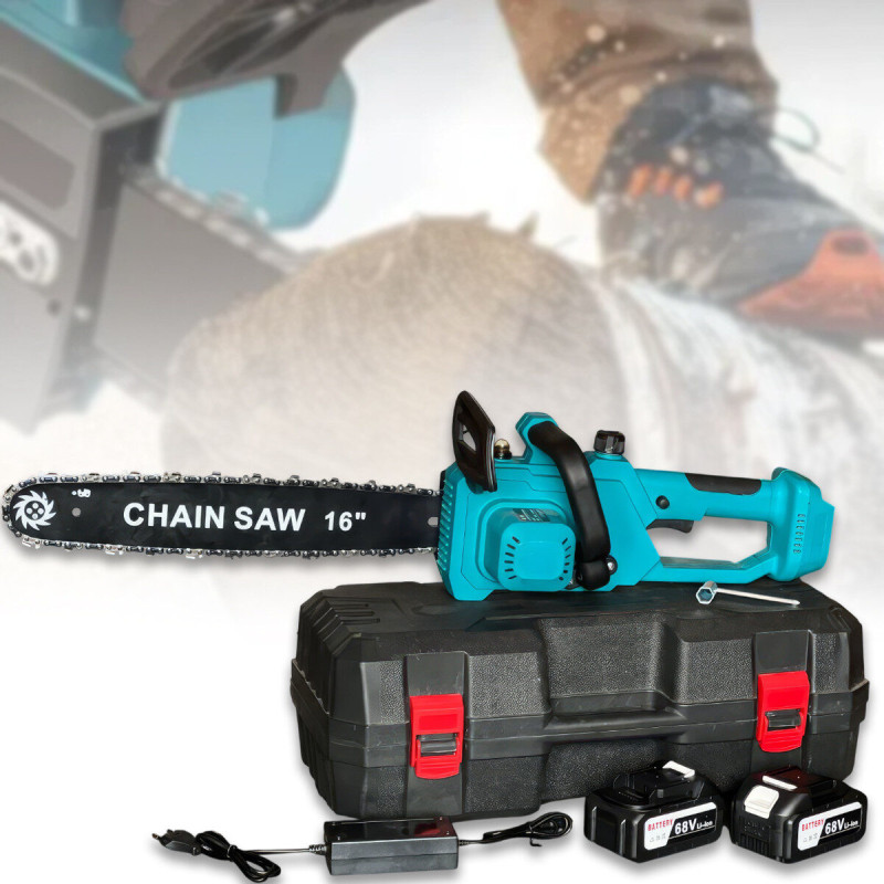 Акумуляторна ланцюгова електропилка 16'' на 2500 Вт з 2 акумуляторами 68V Electric Saw AND 40-7