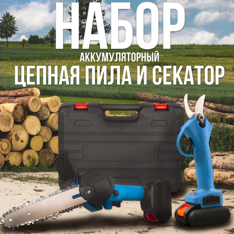 Акумуляторна Пила + Секатор 24V в кейсі Набір 2в1
