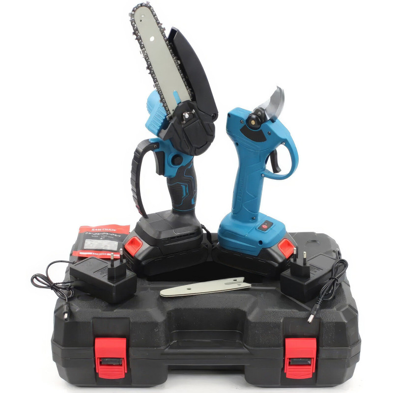 Акумуляторний набір з ланцюгової пили та секатора в кейсі 24V BLUE