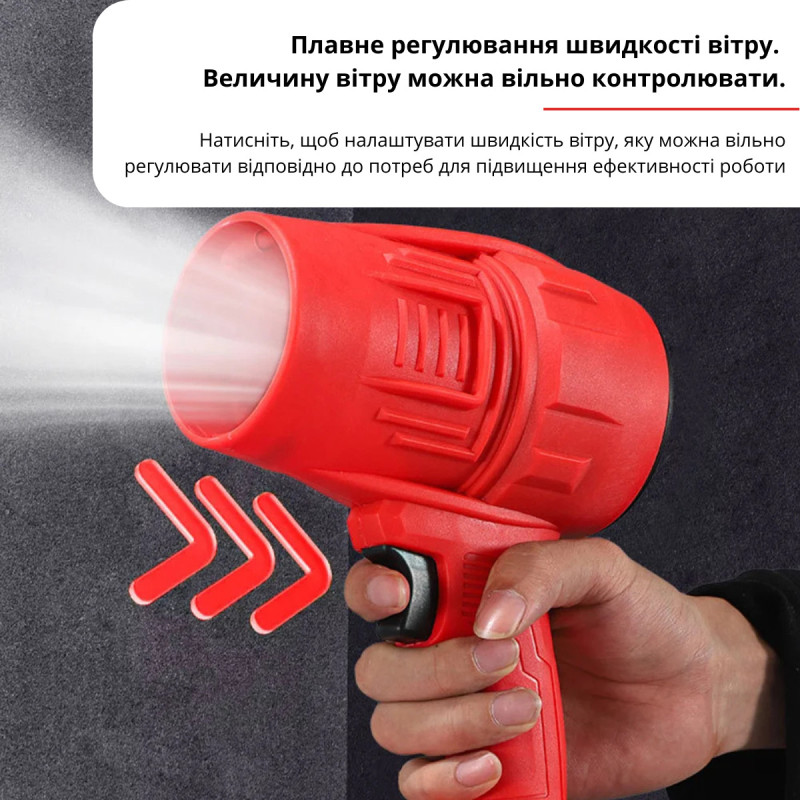 Акумуляторний ручний повітродув із потужним двигуном та швидкістю обдування до 322 км/год