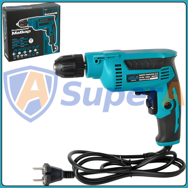 Мережева електродриль 10 мм ASSUR ASR216 220V 580W у коробці