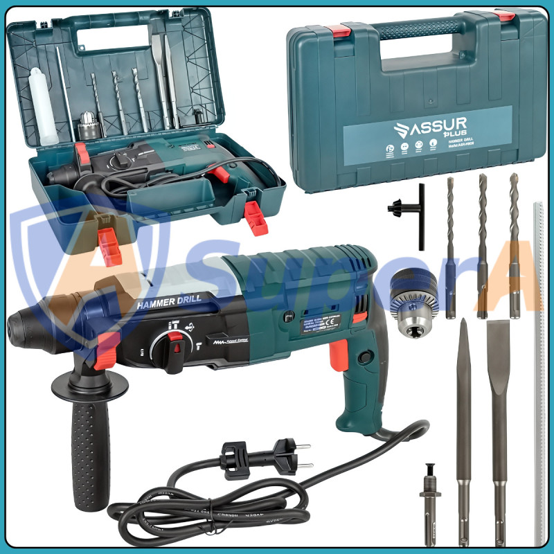 Електричний перфоратор ASSUR ASR501 220V 850W у кейсі з насадками