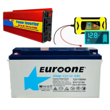 Набір Акумулятор гелевий 12V 150Ah + Перетворювач 2000W + Зарядний пристрій 12V 6А