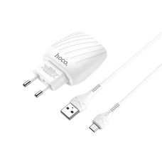 Зарядний пристрій 220В USBx2 з кабелем USB - micro USB Hoco C78A Max Energy