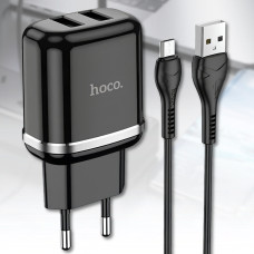 Зарядний пристрій USB×2 з підтримкою швидкої зарядки та кабелем USB-microUSB Hoco N4 Aspiring