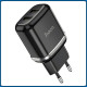 Зарядний пристрій USB×2 з підтримкою швидкої зарядки та кабелем USB-microUSB Hoco N4 Aspiring