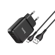 Зарядний пристрій 220В USBx2 з кабелем USB - micro USB Hoco N7 Speedy