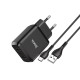 Зарядний пристрій 220В USBx2 з кабелем USB - Type-C Hoco N7 Speedy