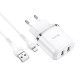 Зарядний пристрій 220В USBx2 з кабелем USB - Lightning Hoco N4 Aspiring