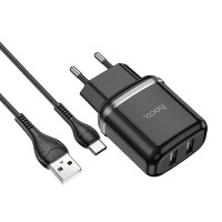Зарядний пристрій 220В USBx2 з кабелем USB - Type-C Hoco N4 Aspiring