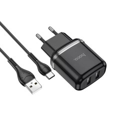 Зарядний пристрій 220В USBx2 з кабелем USB - Type-C Hoco N4 Aspiring