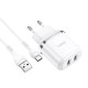 Зарядний пристрій 220В USBx2 з кабелем USB - Type-C Hoco N4 Aspiring