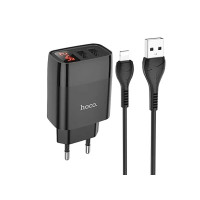 Зарядний пристрій 220В USBx2 з кабелем USB - Lightning Hoco C86A Illustrious