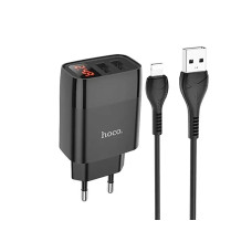 Зарядний пристрій 220В USBx2 з кабелем USB - Lightning Hoco C86A Illustrious