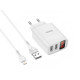 Зарядний пристрій 220В USBx2 з кабелем USB - Lightning Hoco C86A Illustrious