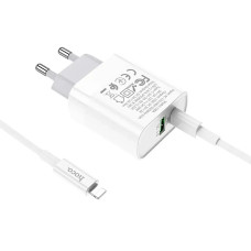 Зарядний пристрій USBx1 220В з кабелем Type C - Lightning Hoco C80A Rapido