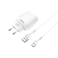 Зарядний пристрій 220В USBx2 з кабелем USB - Type-c Hoco C78A Max Energy