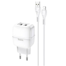 Зарядний пристрій 220В USBx2 з кабелем USB - Type-C Hoco C77A Highway
