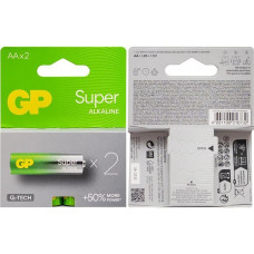 Пальчикова батарейка лужна по 2 шт GP Alkaline Super 15A-U2 LR6 AA GP-000027 АА в упаковці 6 шт