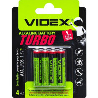 Батарейка пальчикова у блістері 4 штуки Videx LR03/AAA 2pcs Alkaline TURBO за 3 упаковки