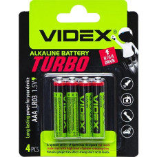 Батарейка пальчикова у блістері 4 штуки Videx LR03/AAA 2pcs Alkaline TURBO за 3 упаковки