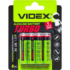 Батарейка пальчикова у блістері 4 штуки Videx LR06/AA 4pcs Alkaline TURBO 000198/294308 за 3 упаковки
