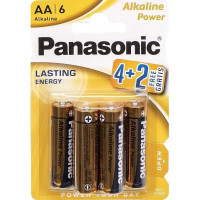 Пальчикова лужна батарейка на 1,5V Panasonic AA LR6 по 6 шт. Alkaline Power в упаковці 6 штук