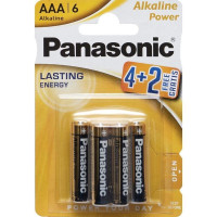 Пальчикова лужна батарея на 1,5V Panasonic AAA LR03 по 6 шт Alkaline Power в упаковці 6 штук