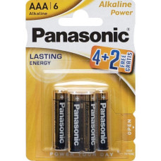 Пальчикова лужна батарея на 1,5V Panasonic AAA LR03 по 6 шт Alkaline Power в упаковці 6 штук