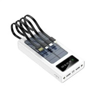 Power bank Kamry 30000 mAh K-300 із сонячною панеллю та 4 вбудовані кабелі павер банк