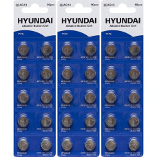 Плоскі батарейки 1,5V для годинника у вигляді таблетки HYUNDAI AG13 Blister 10 шт 7008013 в упаковці 40 шт