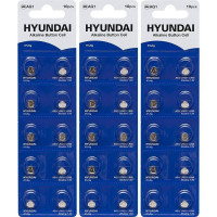Плоскі батарейки 1,5V для годинника у вигляді таблетки HYUNDAI AG1 Blister 10 шт 7008001 в упаковці 40 шт