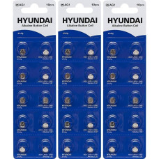Плоскі батарейки 1,5V для годинника у вигляді таблетки HYUNDAI AG1 Blister 10 шт 7008001 в упаковці 40 шт