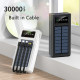 Зарядний пристрій повербанк 30000 mah A88 Solar Charger з функцією швидкого заряджання, дисплеєм та ліхтариком