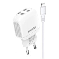 Зарядний пристрій для гаджетів з 2 USB KAKUSIGA KSC-694 Xuan Speed Series Lightning