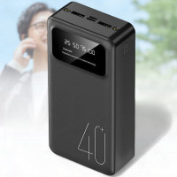 Портативний зарядний пристрій з подвійним виходом USB і ліхтариком Power Bank 40000мАч