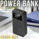 Портативний зарядний пристрій з подвійним виходом USB і ліхтариком Power Bank 40000мАч