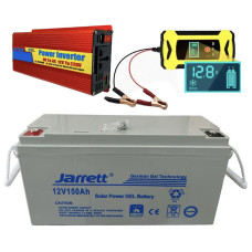 Набір Гелевий акумулятор 12 V 150 Ah + Перетворювач 2000 W + Зарядний пристрій 12 V 6 А