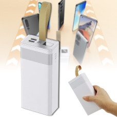 Повербанк з ремінцем, дисплеєм та LED лампою на 30000 mAh на Type-C, Micro-USB, 2 USB RPP-320 Білий