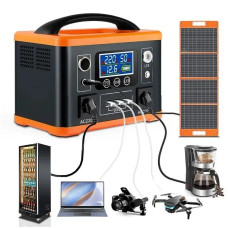 Портативна зарядна станція 300W 30Ah 2x220V/3xUSB із сонячною панеллю 60 W