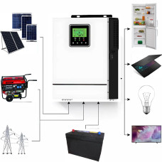 Гібридний інвертор із чистою синусоїдою на 1200 Вт Jarrett JASM-1.5KW 24V Інвертор із імпульсною потужністю