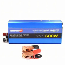 Інвертор чистий синус 12V-220V 600W автомобільний перетворювач напруги Power One c AC/DC