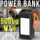 Power Bank 50000 mAh з 4 USB-портами, ліхтариком і дисплеєм